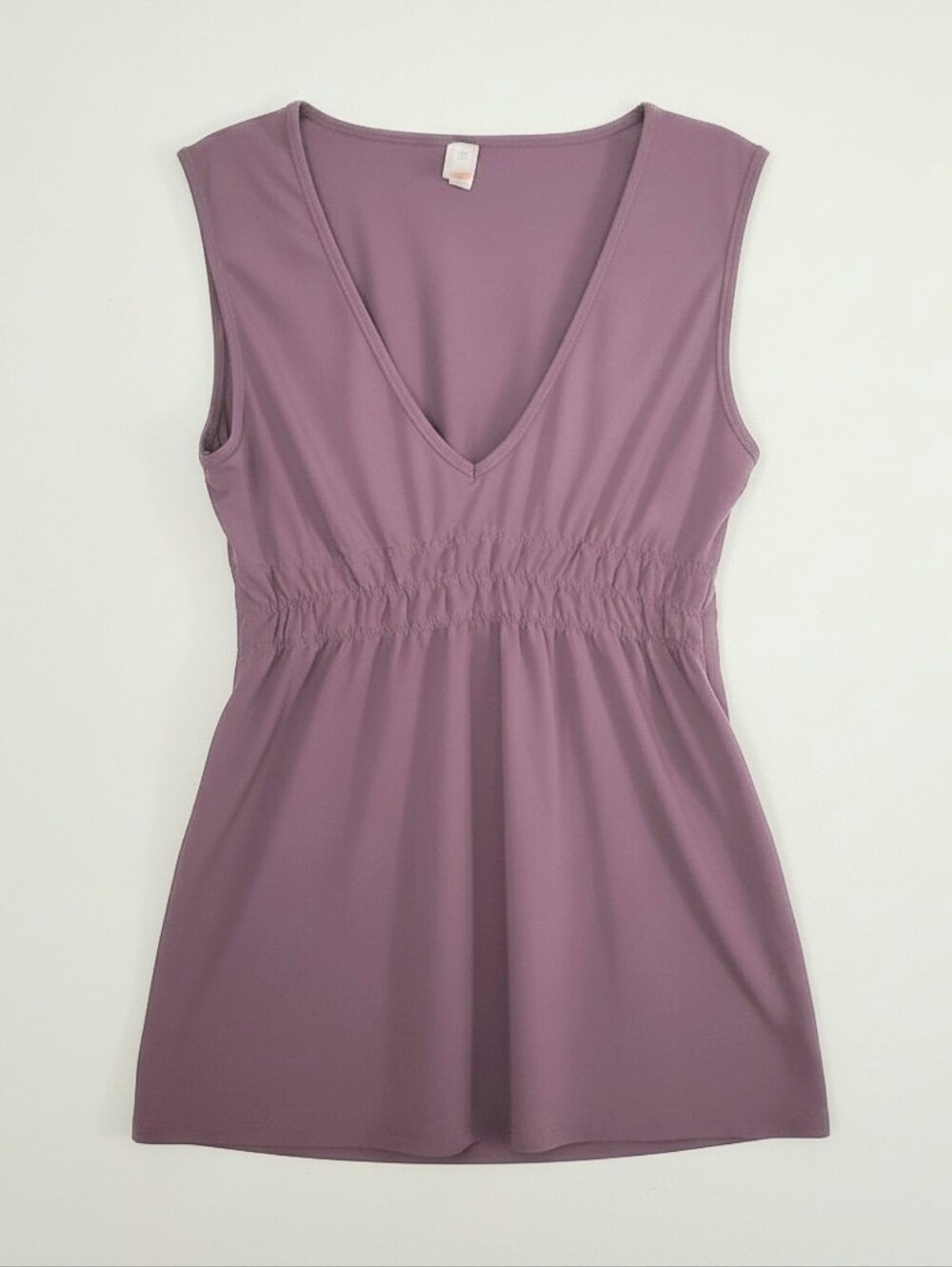 Lucy Sleeveless V-Neck Gathered Waist Tunic in Dusty Mauve Women's Size Medium